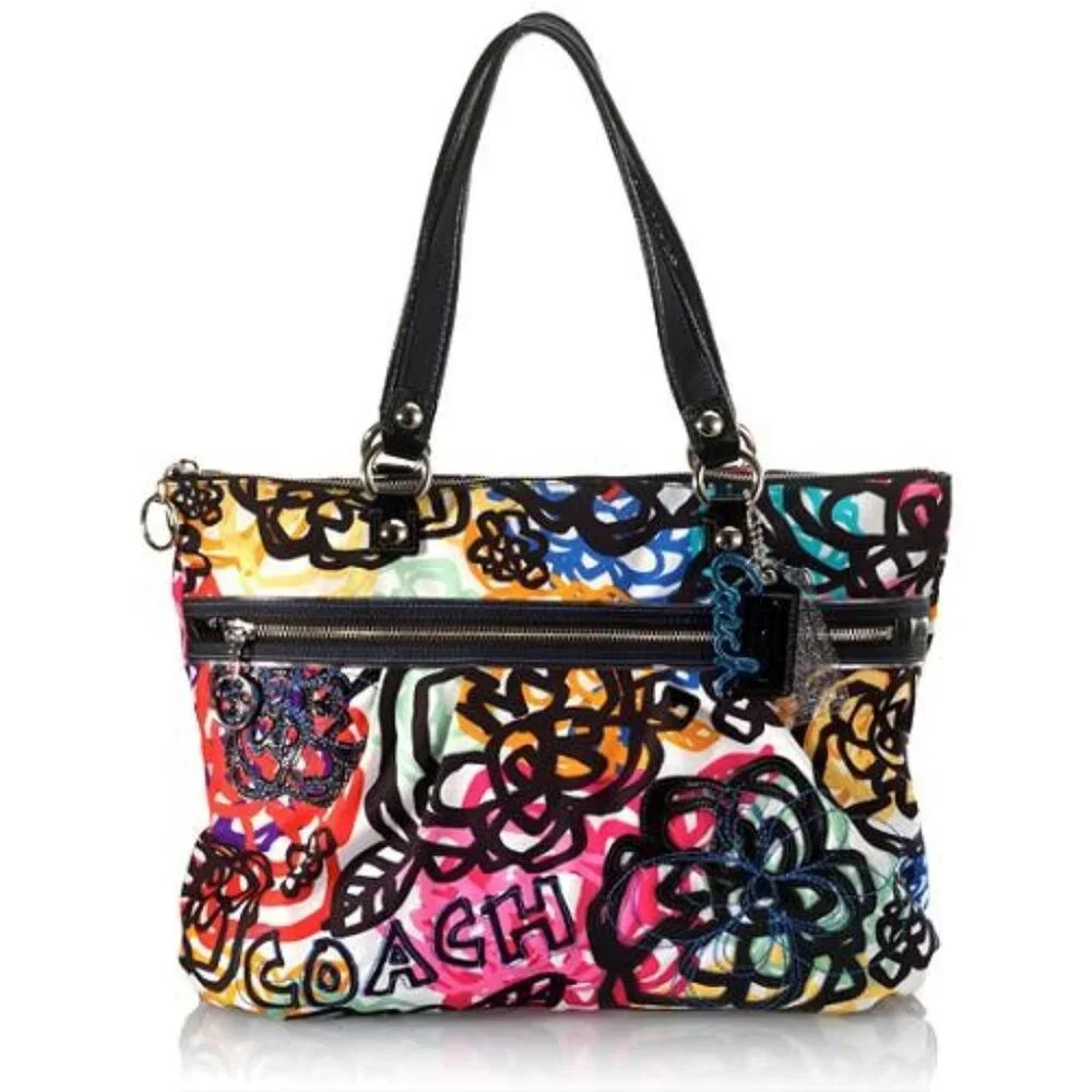 Euc Coach Poppy Graffitti Multi-Color Xlarge Tote Bag Purse…